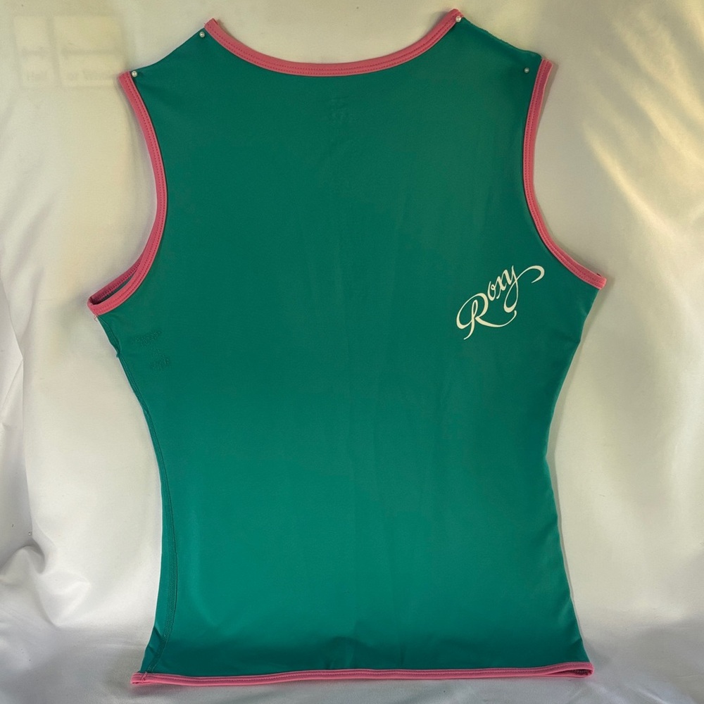 ROXY WHOLE HEARTED UVtech WOMEN’ TEAL WITH PINK TRIMMING SLEEVELESS TOP SIZE 10 - Picture 8 of 14